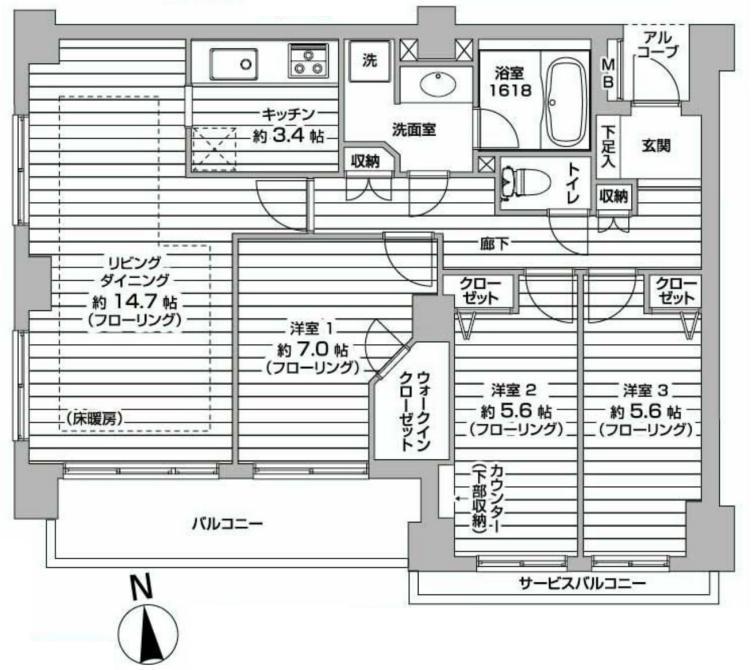 Floor plan. 3LDK, Price 29,800,000 yen, Occupied area 83.21 sq m , Balcony area 9.01 sq m
