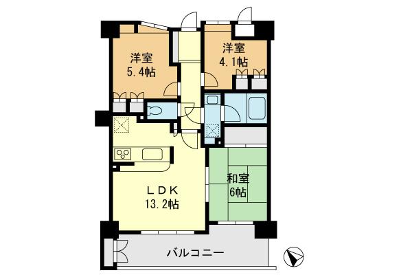 Floor plan. 3LDK, Price 18,980,000 yen, Footprint 65.5 sq m , Balcony area 11.46 sq m