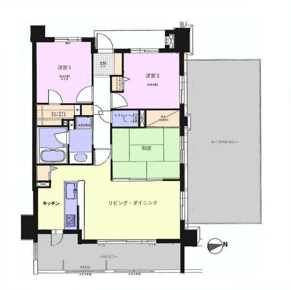 Floor plan. 3LDK, Price 26,800,000 yen, Footprint 73.5 sq m , Balcony area 12.32 sq m