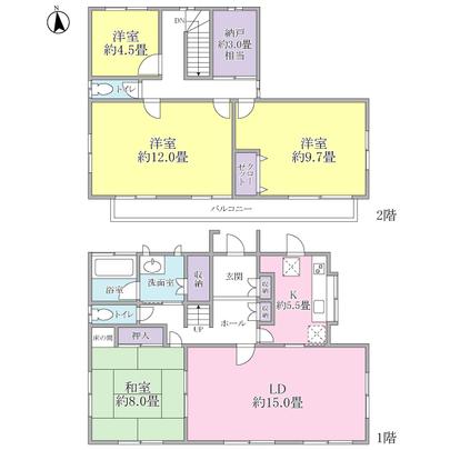 Floor plan. 4LD ・ Floor plan of the K + storeroom.