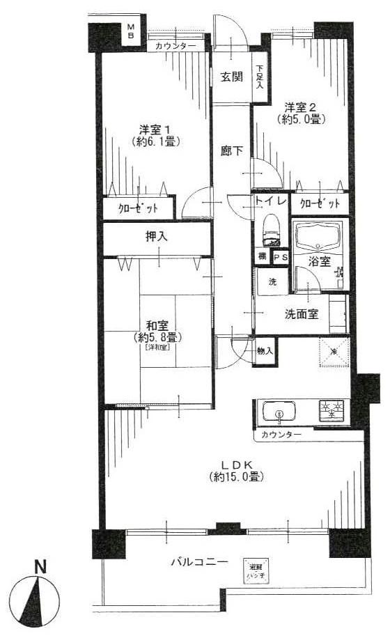 Floor plan. 3LDK, Price 33,900,000 yen, Occupied area 71.55 sq m , Balcony area 10.12 sq m