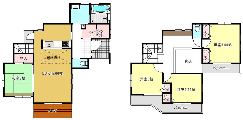 Floor plan. (No.6), Price 49,800,000 yen, 4LDK, Land area 125 sq m , Building area 96.53 sq m