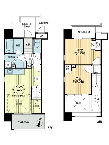 Floor plan. 2LDK, Price 22,800,000 yen, Occupied area 53.33 sq m , Balcony area 5.78 sq m