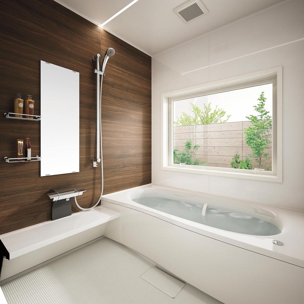 Bathroom. Panasonic "Kokochino" use. Firmly eco warm tub wrapped bathtub with a heat insulating material ・ Difficult dirt in the organic glass-based artificial marble, Cleaning Ease "Sugopika material" of the beautiful long-lasting.