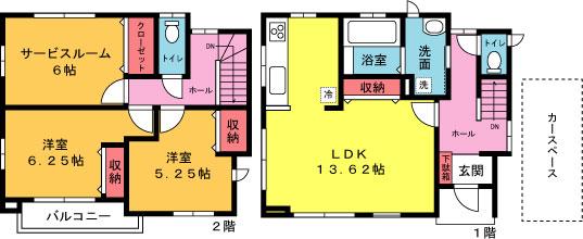 Building plan example (floor plan). Building 80 sq m  13.8 million yen