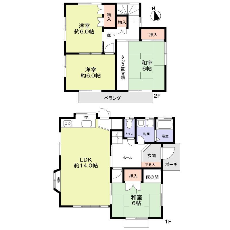 Floor plan. 29,800,000 yen, 4LDK, Land area 136.11 sq m , Building area 94.18 sq m