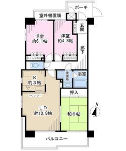 Floor plan. 3LDK, Price 31,400,000 yen, Occupied area 70.06 sq m , Balcony area 10.3 sq m floor plan