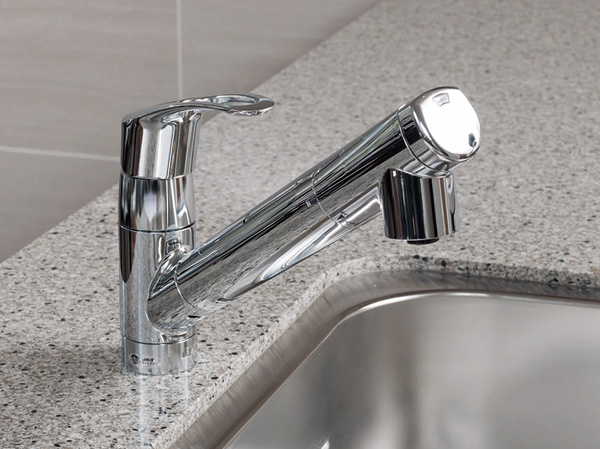 Kitchen.  [One-touch faucets with water purifier] Standard equipped with a built-in water purifier. You can use the delicious water and secure. Withdraw the head part, This is useful for cleaning the sink.