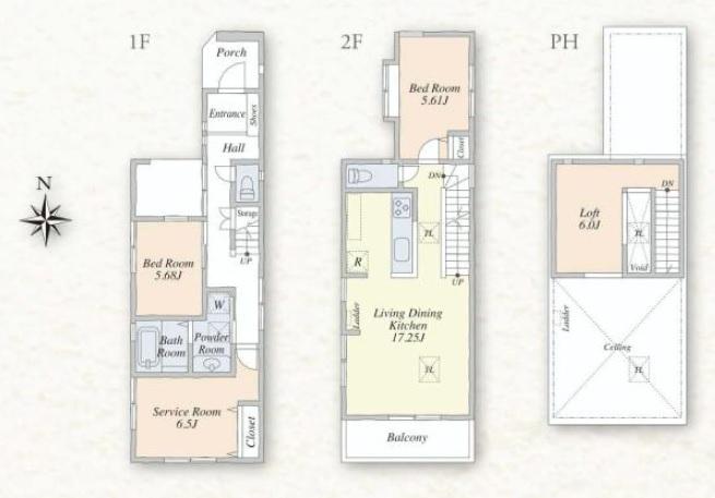 Floor plan. (D Building), Price 34,800,000 yen, 2LDK+S, Land area 81.62 sq m , Building area 83.22 sq m