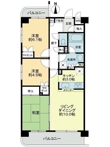 Floor plan. 3LDK, Price 20.8 million yen, Occupied area 70.06 sq m , Balcony area 11.11 sq m