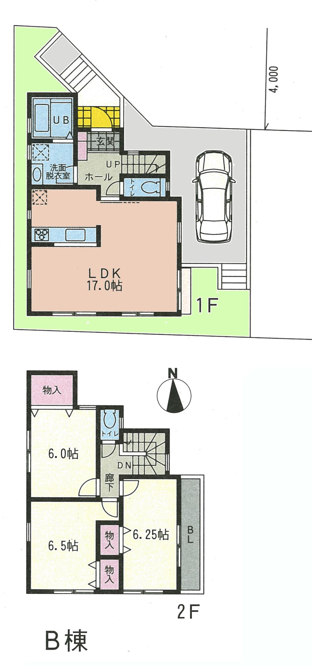 Floor plan. (B Building), Price 31,800,000 yen, 3LDK, Land area 88.13 sq m , Building area 85.28 sq m