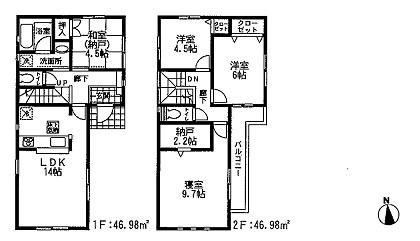 Floor plan. (4 Building), Price 31,800,000 yen, 4LDK, Land area 100.03 sq m , Building area 93.96 sq m