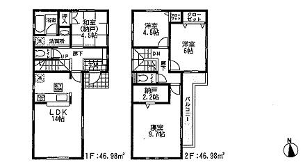 Floor plan. (5 Building), Price 31,800,000 yen, 4LDK, Land area 100.14 sq m , Building area 93.96 sq m