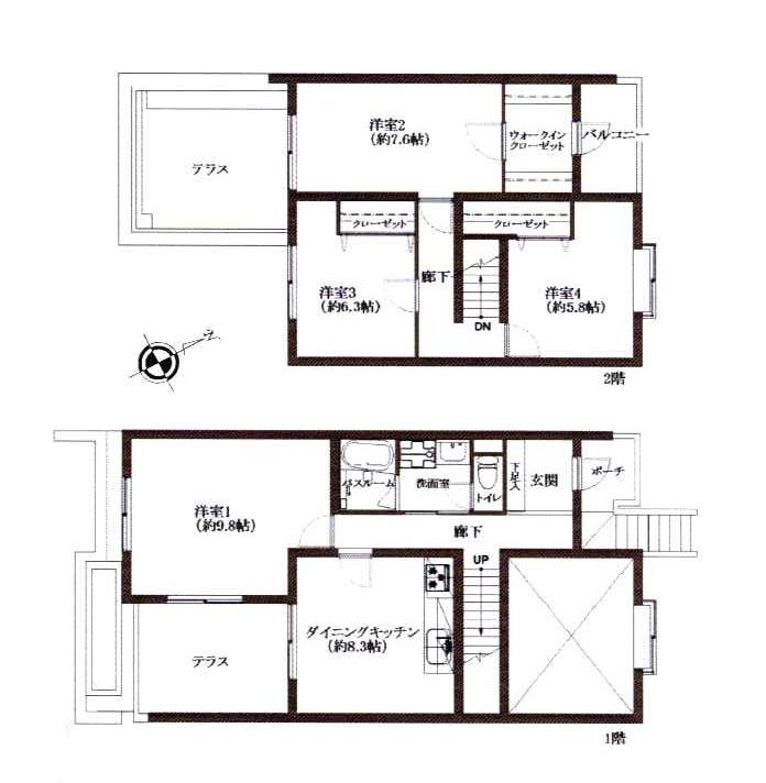 Floor plan. 4DK, Price 24,900,000 yen, Occupied area 90.43 sq m , Balcony area 28.15 sq m