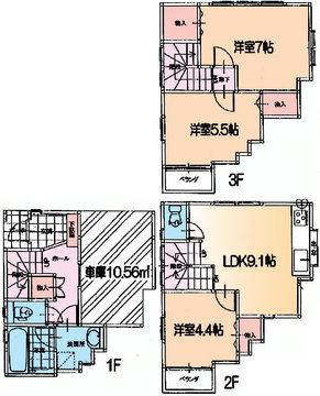 Floor plan. 25,800,000 yen, 3LDK, Land area 46.08 sq m , Building area 81.56 sq m