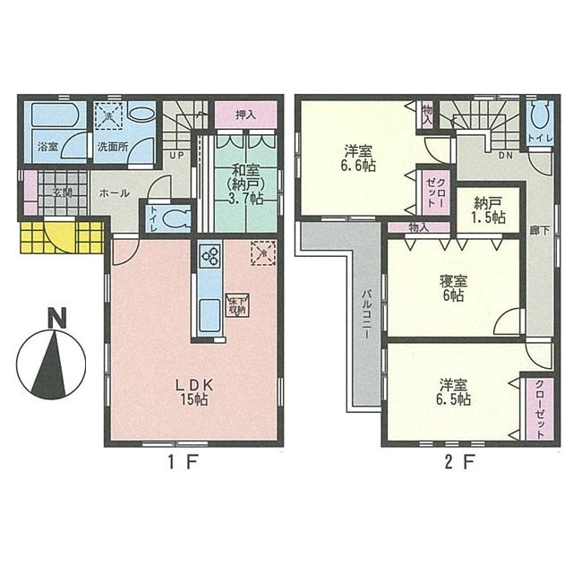 Floor plan. (Building 2), Price 29,800,000 yen, 4LDK, Land area 100 sq m , Building area 95.16 sq m
