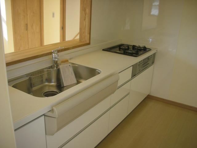 Kitchen. Wide and calm color of the kitchen