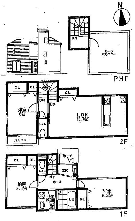 Floor plan. 34,800,000 yen, 2LDK + S (storeroom), Land area 76.83 sq m , Building area 87.39 sq m