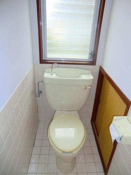 Toilet. Bright and there is a window space