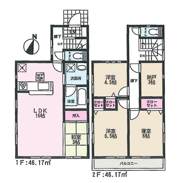 Floor plan. (1 Building), Price 28.8 million yen, 4LDK+S, Land area 98.66 sq m , Building area 92.34 sq m