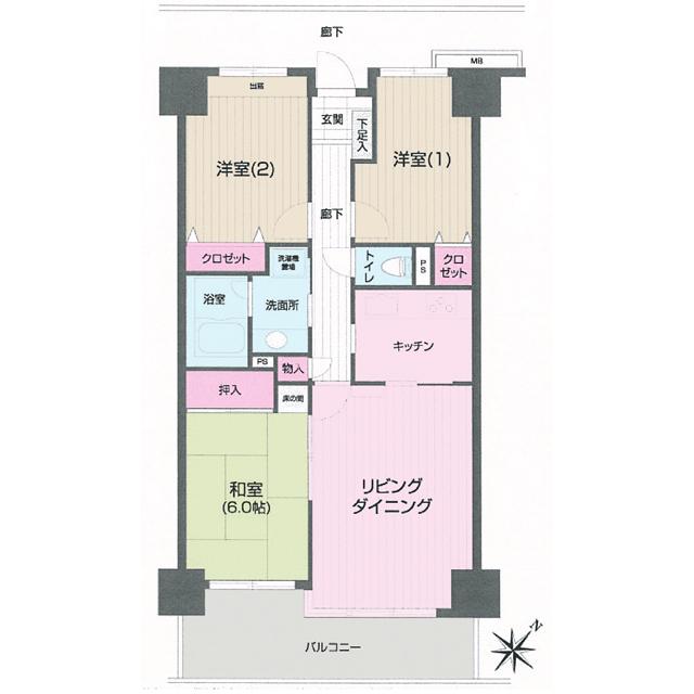 Floor plan. 3LDK, Price 17.8 million yen, Occupied area 71.52 sq m , Balcony area 9.05 sq m