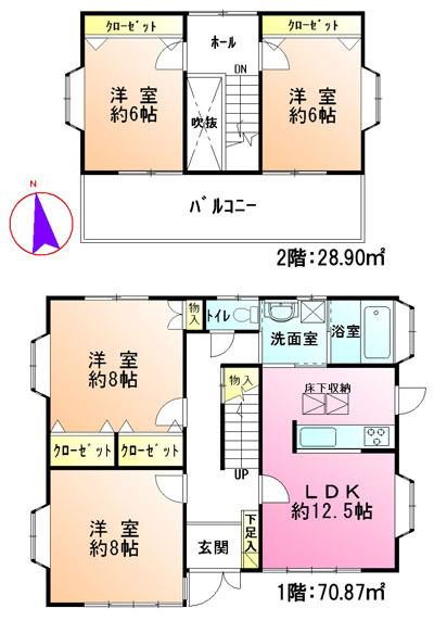 Floor plan. 46,800,000 yen, 4LDK, Land area 204.07 sq m , Building area 99.77 sq m