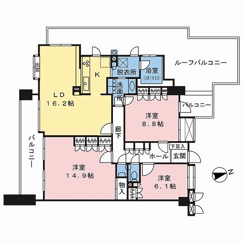 Floor plan. 3LDK, Price 49,800,000 yen, Footprint 110.35 sq m , Balcony area 17.2 sq m floor plan