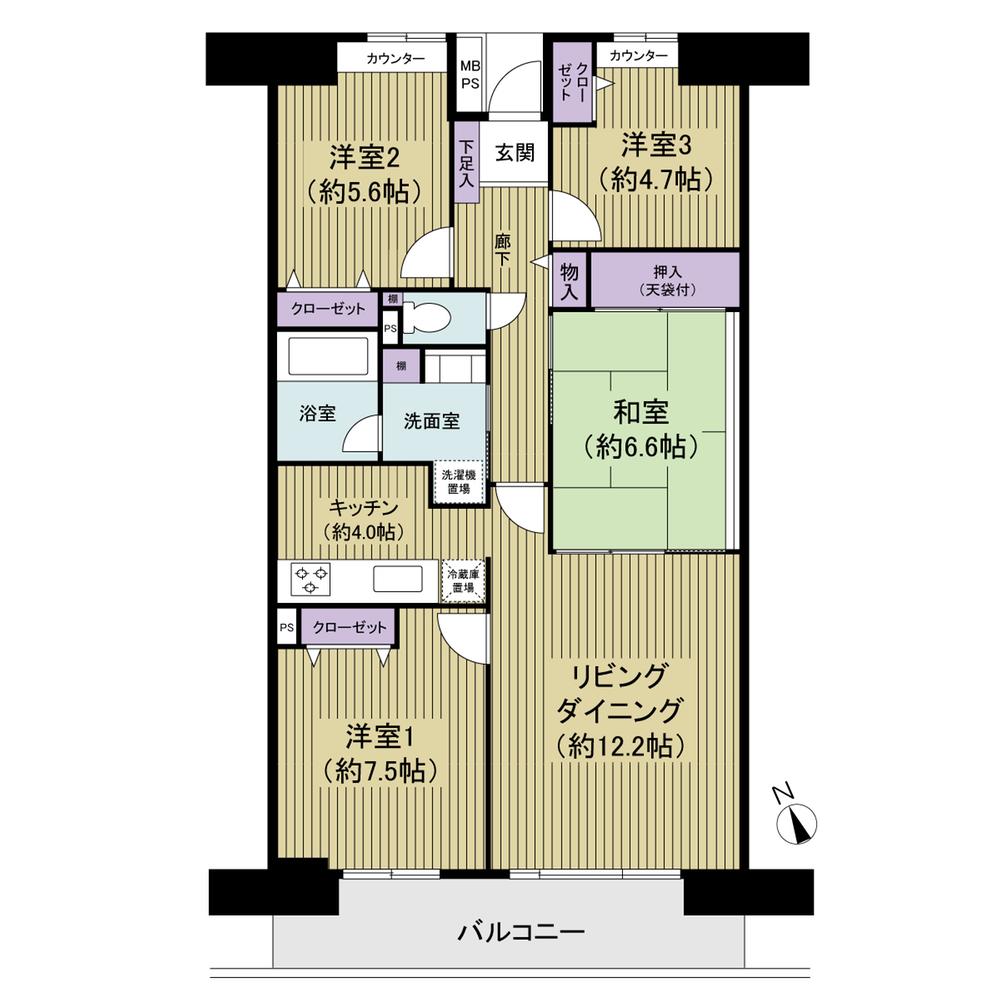 Floor plan. 4LDK, Price 29,900,000 yen, Footprint 90 sq m , Balcony area 10.95 sq m 90 sq m  ・ Permanent type of 4LDK type