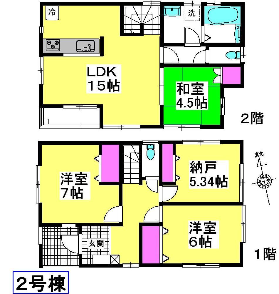 Floor plan. (2), Price 25,800,000 yen, 4LDK, Land area 105.66 sq m , Building area 91.91 sq m