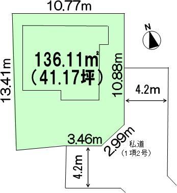 Compartment figure. Land price 29,800,000 yen, Land area 136.11 sq m