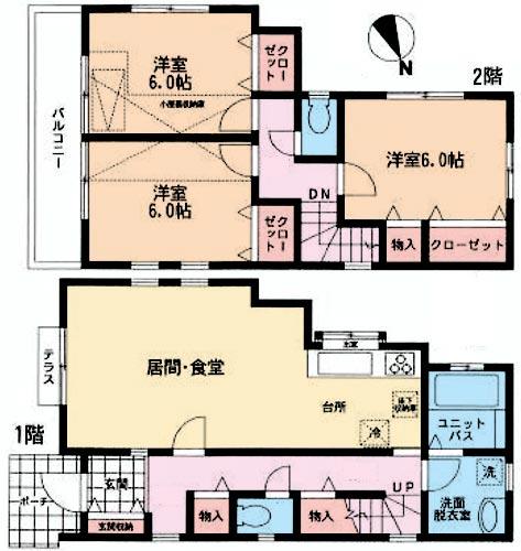 Floor plan. 34,800,000 yen, 3LDK, Land area 113.61 sq m , Building area 85.08 sq m