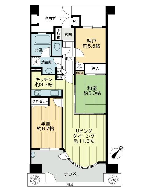 Floor plan. 2LDK + S (storeroom), Price 23.8 million yen, Occupied area 71.86 sq m