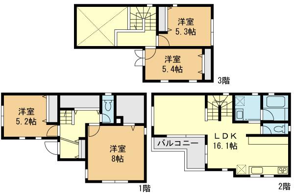 Floor plan. 31,800,000 yen, 4LDK, Land area 73.14 sq m , Building area 99.02 sq m