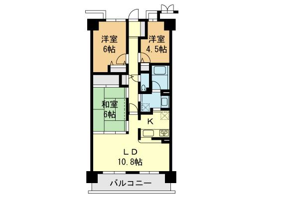 Floor plan. 3LDK, Price 16.8 million yen, Occupied area 67.27 sq m , Balcony area 9.94 sq m
