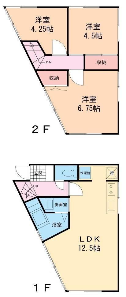 Floor plan. 15.8 million yen, 3LDK, Land area 46.2 sq m , Building area 65.2 sq m