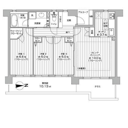 Floor plan. 3LDK, Price 25,900,000 yen, Occupied area 75.73 sq m
