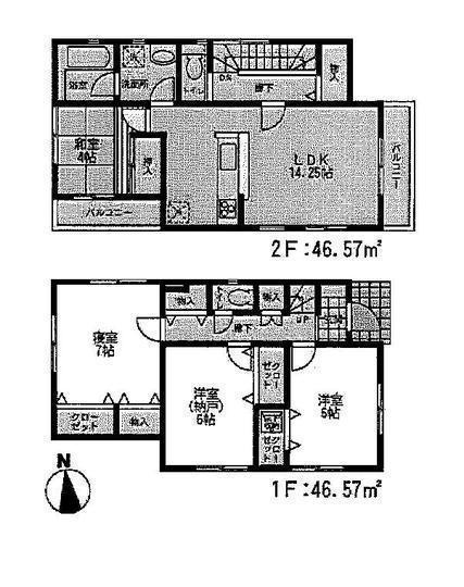 Floor plan. 28.8 million yen, 4LDK, Land area 96.39 sq m , Building area 93.14 sq m floor plan