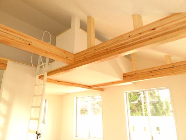 Building plan example (introspection photo). Building plan example / Decorative beams and loft