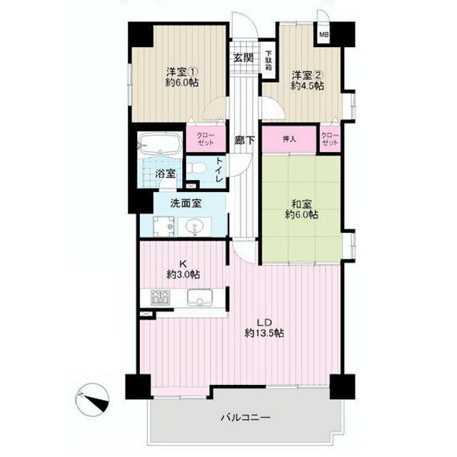Floor plan. 3LDK, Price 19,800,000 yen, Occupied area 81.13 sq m , Balcony area 10.87 sq m