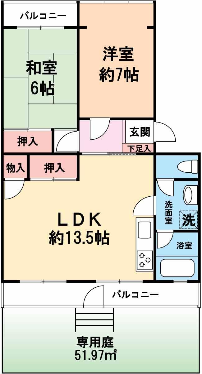 Floor plan. 2LDK, Price 11 million yen, Occupied area 57.78 sq m , Balcony area 10.86 sq m