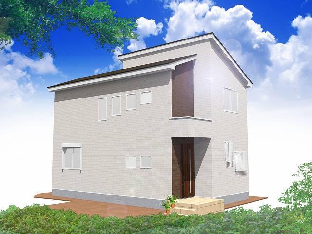 Rendering (appearance). The appearance of cleanliness drifts white brick pattern, Entrance door of a grain pattern of the wall and the wood grain gives a friendly impression becomes the accent warmth. No.G Building.
