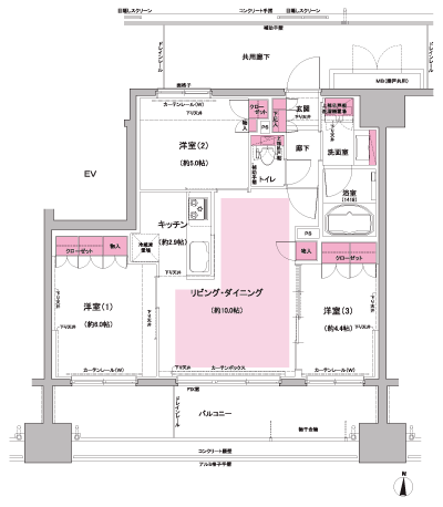 Floor: 3LDK, occupied area: 60.64 sq m