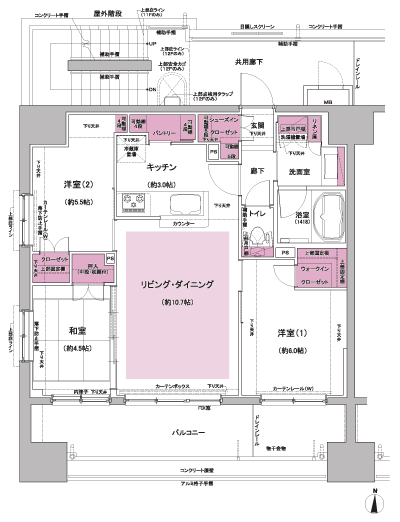 Floor: 3LDK + WIC + SIC + P, the occupied area: 66.22 sq m