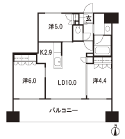 Floor: 3LDK, occupied area: 60.64 sq m