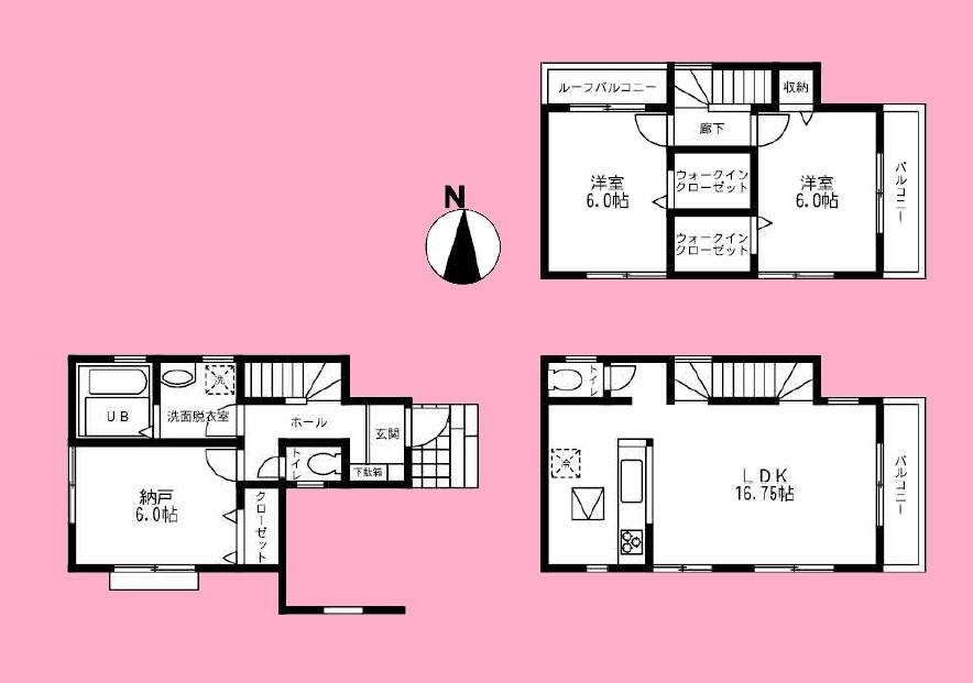 Floor plan. (Building 2), Price 29,800,000 yen, 2LDK+S, Land area 64.22 sq m , Building area 98.12 sq m
