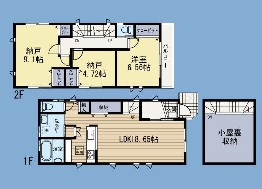 Floor plan. 35,800,000 yen, 1LDK+2S, Land area 78.5 sq m , Building area 92.64 sq m