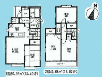 Floor plan. (1 Building), Price 28.8 million yen, 4LDK, Land area 102.09 sq m , Building area 93.98 sq m