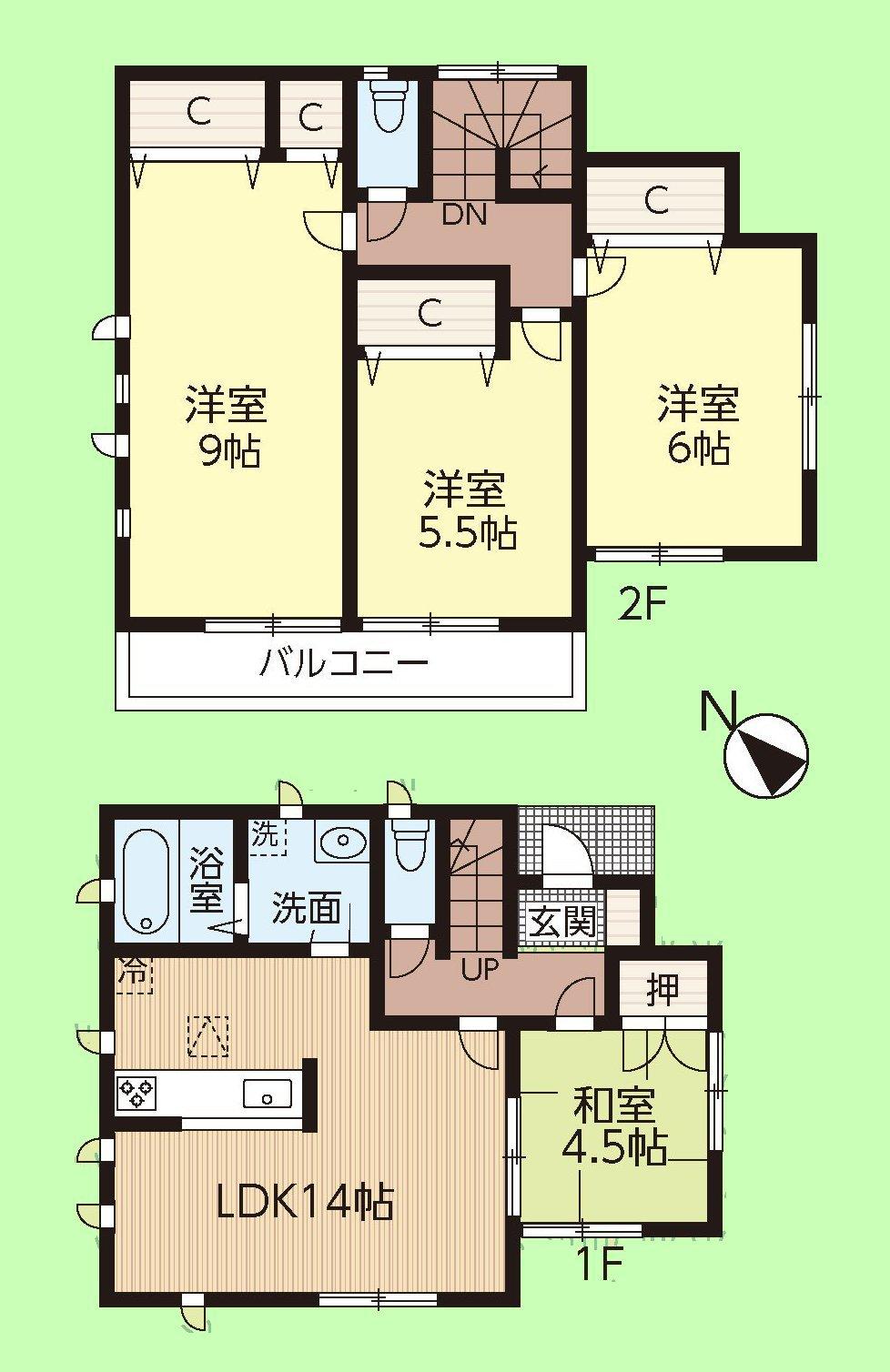 Floor plan. (1 Building), Price 37,800,000 yen, 4LDK, Land area 120.19 sq m , Building area 92.74 sq m