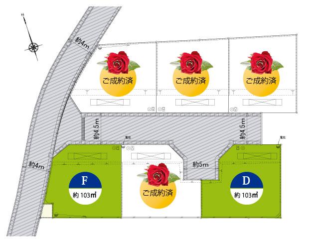 The entire compartment Figure. Development road is 4.5m, Car of the crosscut can also be local. Because it is a free plan property, Your favorite floor plans and color, etc., Why do not we make a plan to spread the dream.