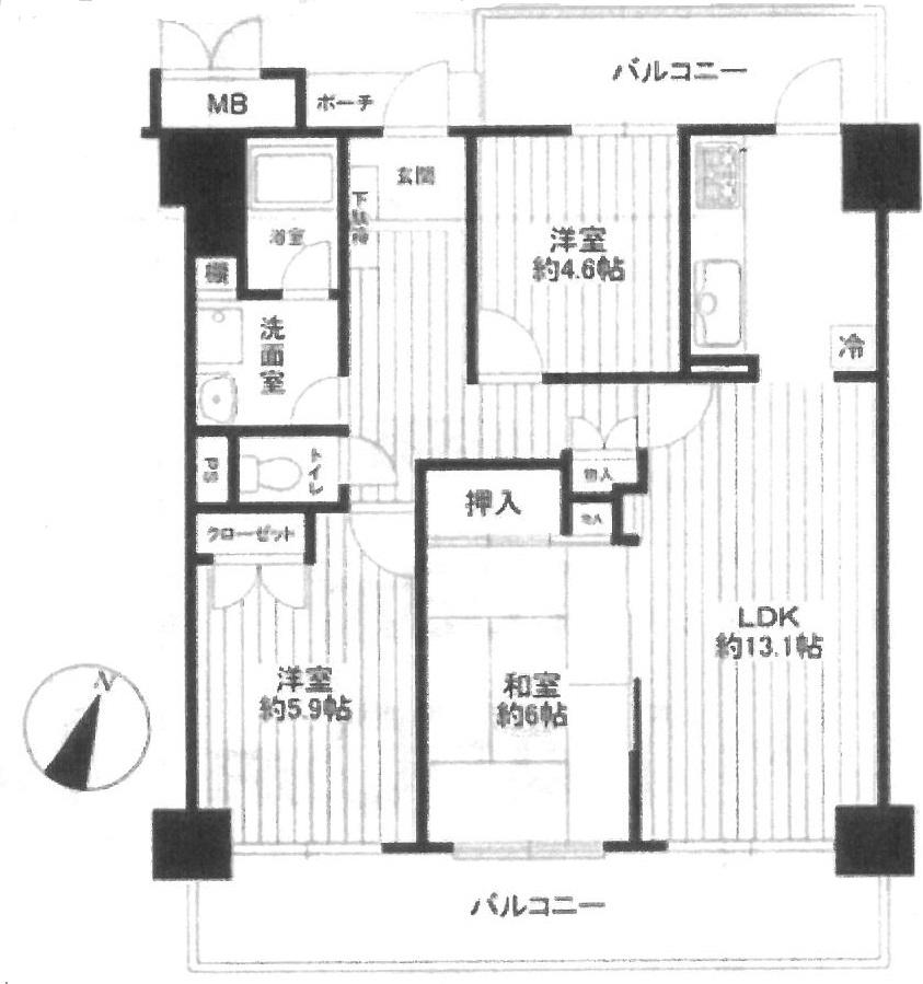 Floor plan. 3LDK, Price 12.9 million yen, Occupied area 70.12 sq m , Balcony area 18.8 sq m